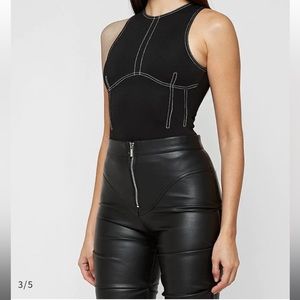 Maniere De Voir Contrast Stitch Racer Bodysuit - Black UK Size 8 US Size S